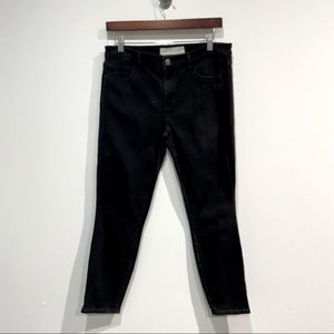 Gap Authentic True Skinny Solid Black Ankle Jeans With Velvet Strip Size 29R